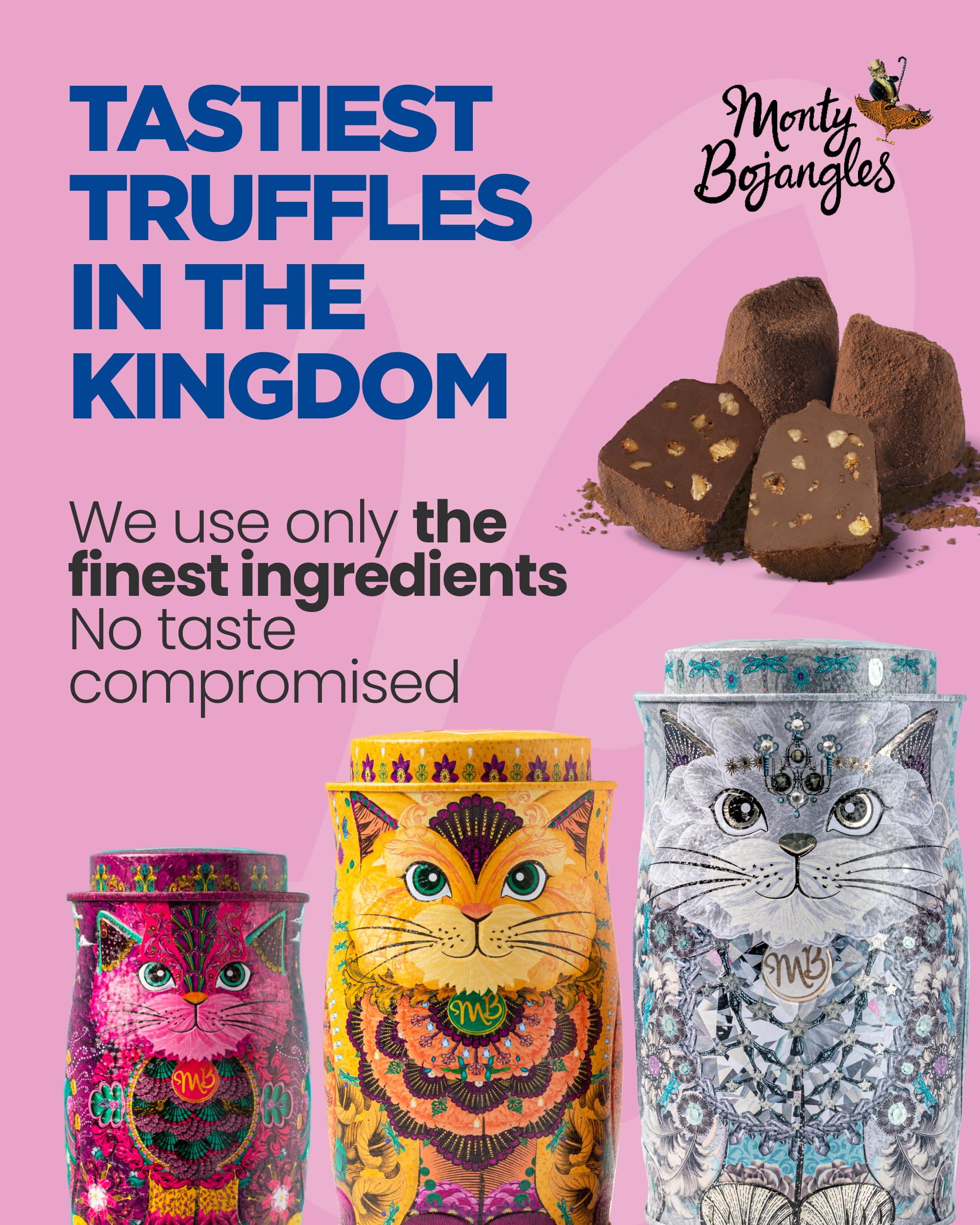 Monty Bojangles gift-ready tin enhancing celebrations and special occasions.