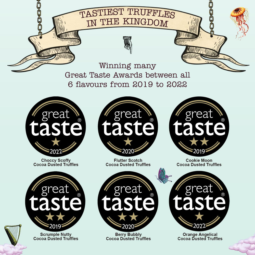 Monty Bojangles Great Taste Award collection, a trusted sign of premium chocolate.