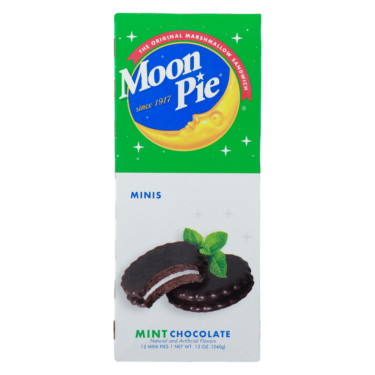 Moon Pie Mint Chocolate Minis on plate show rich chocolate and marshmallow center; ideal for sharing.