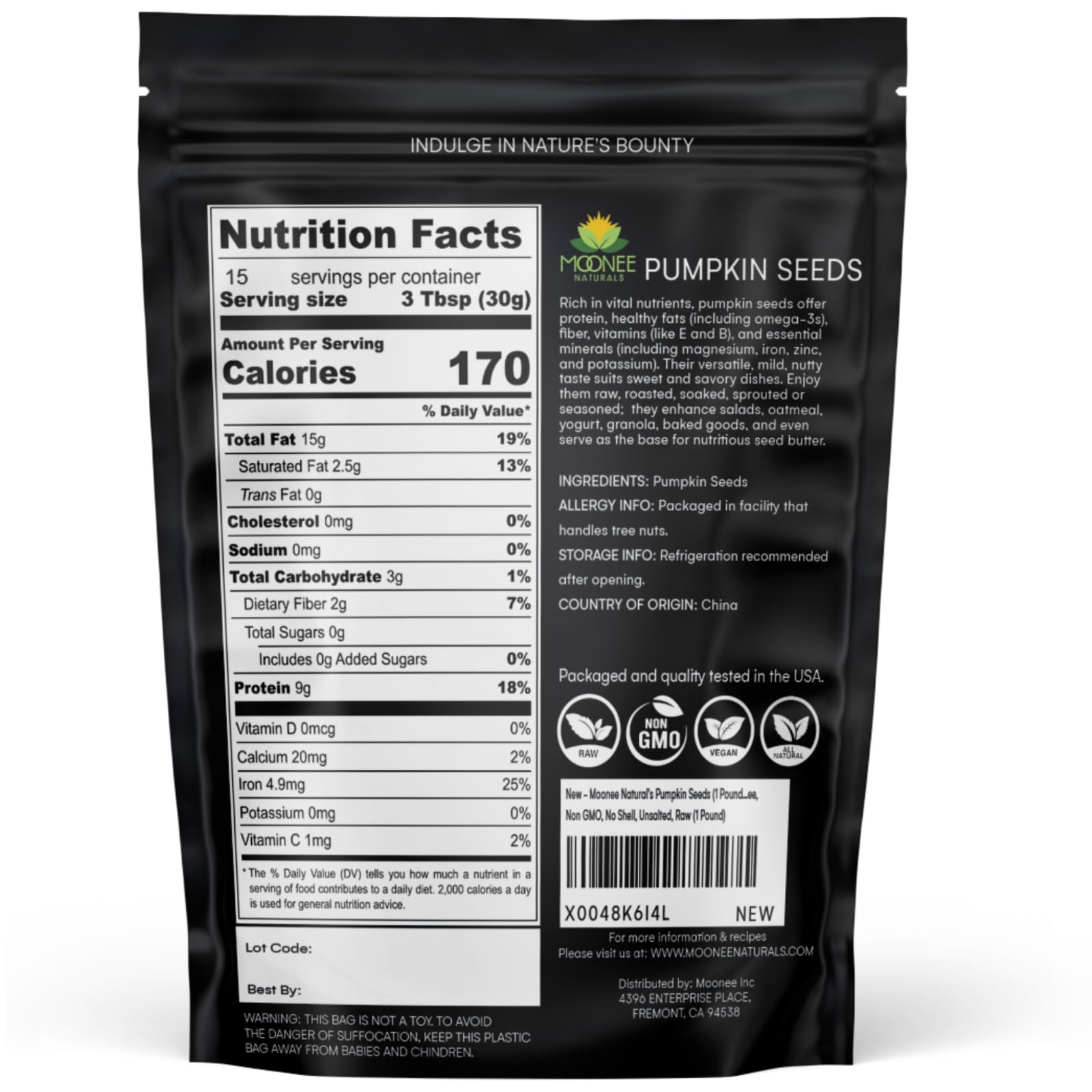 Moonee Naturals pumpkin seeds on salad add crunch and nutrition