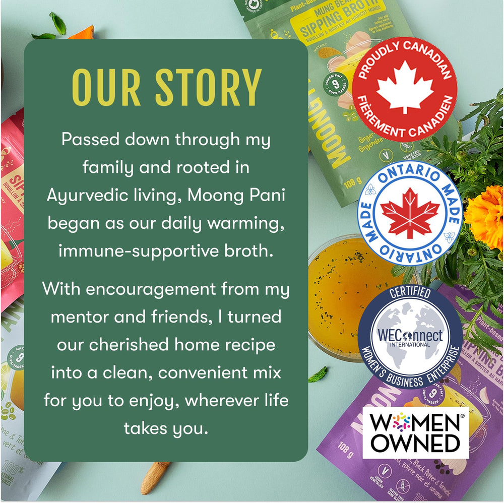Moong Pani Canada small-batch facility label – trusted quality you can see.