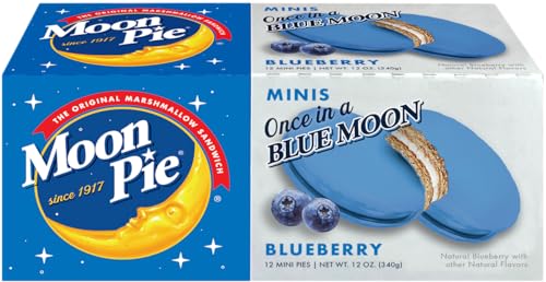 MoonPie Bluberry Sandwhich Mini ingredient closeup highlights real sugar and classic graham cookies.