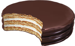 MoonPie Chocolate Double Decker Pie cross-section shows two marshmallow layers and chocolate coating for a satisfying bite.