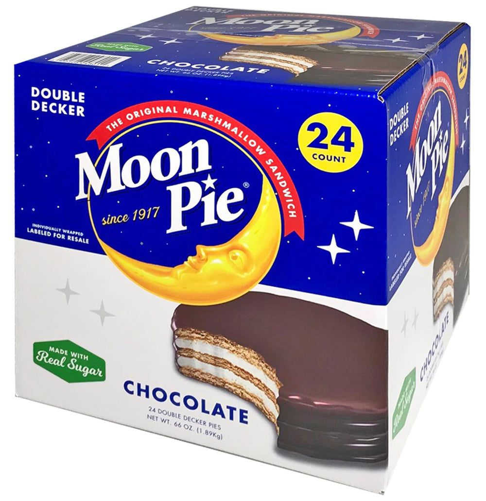 MoonPie Chocolate Double Decker Pie pack, a shareable snack ideal for lunchboxes.