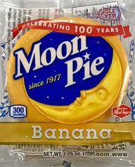 MoonPie Double Decker Banana bite close-up, showcasing chewy texture and flavor.