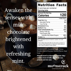 Moonstruck Mint Chocolate cocoa mix pours smoothly into warm milk for a rich treat.