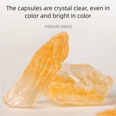 Close-up of MOORCHOCO amber rock sugar crystals highlighting color and clarity