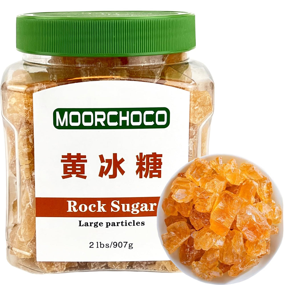 MOORCHOCO amber hue rock sugar crystals in tea showing balanced sweetness