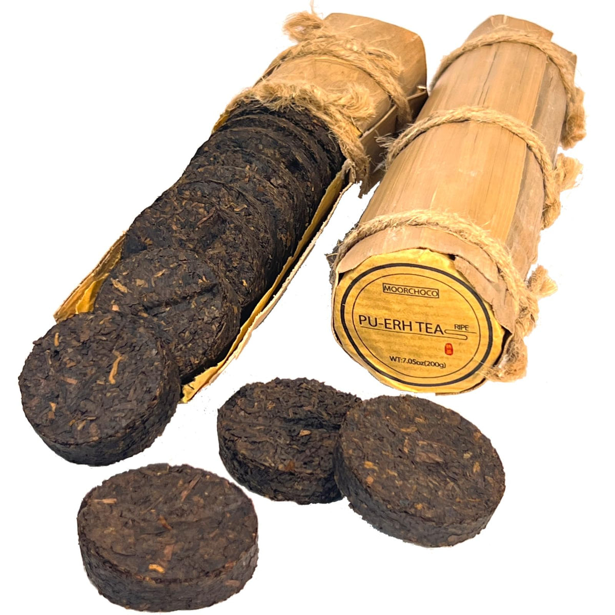 MOORCHOCO puerh mini-cake packaging showcases tidy storage and freshness preservation