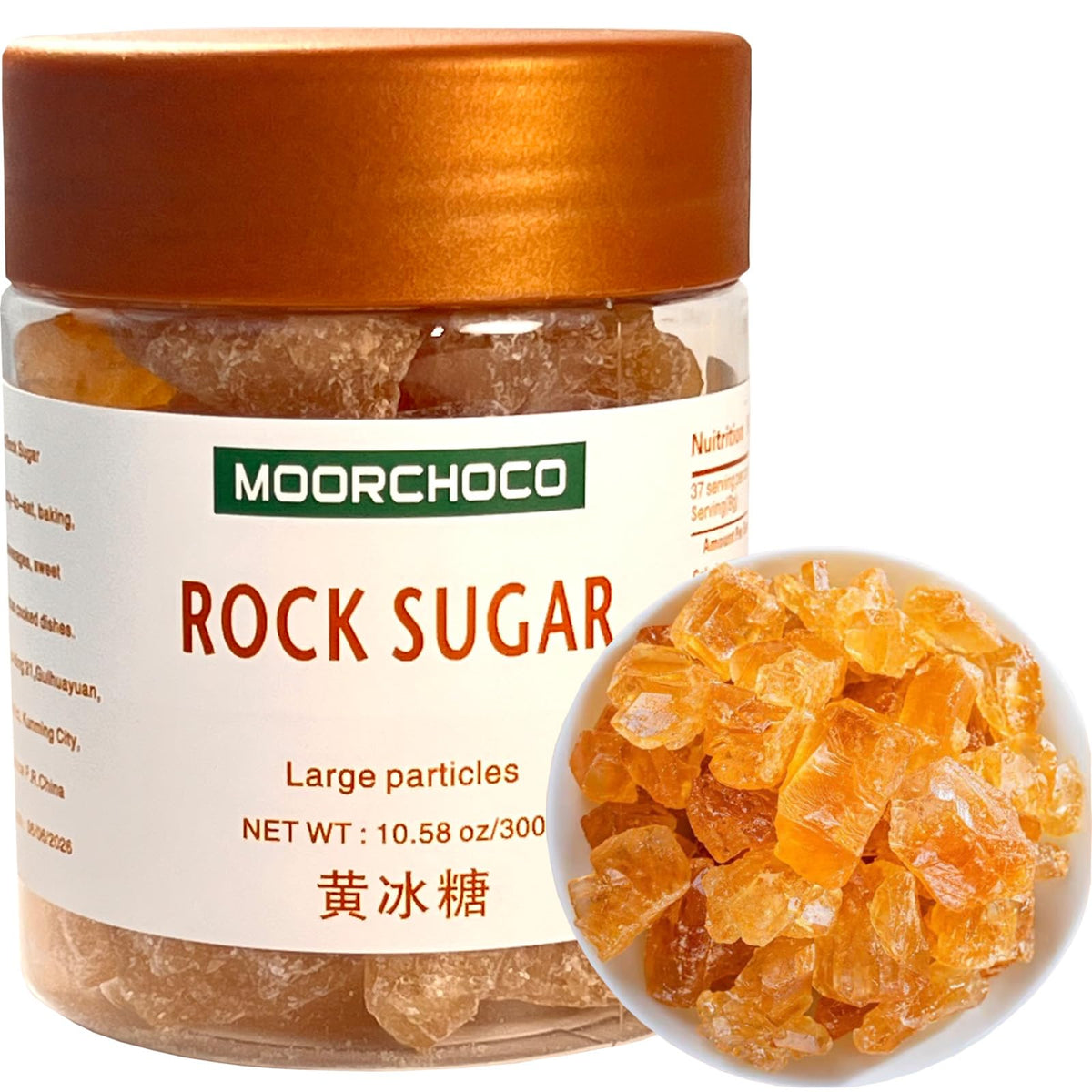 MOORCHOCO Yellow rock sugar for Pho with medium crystals ideal for authentic broth sweetness.