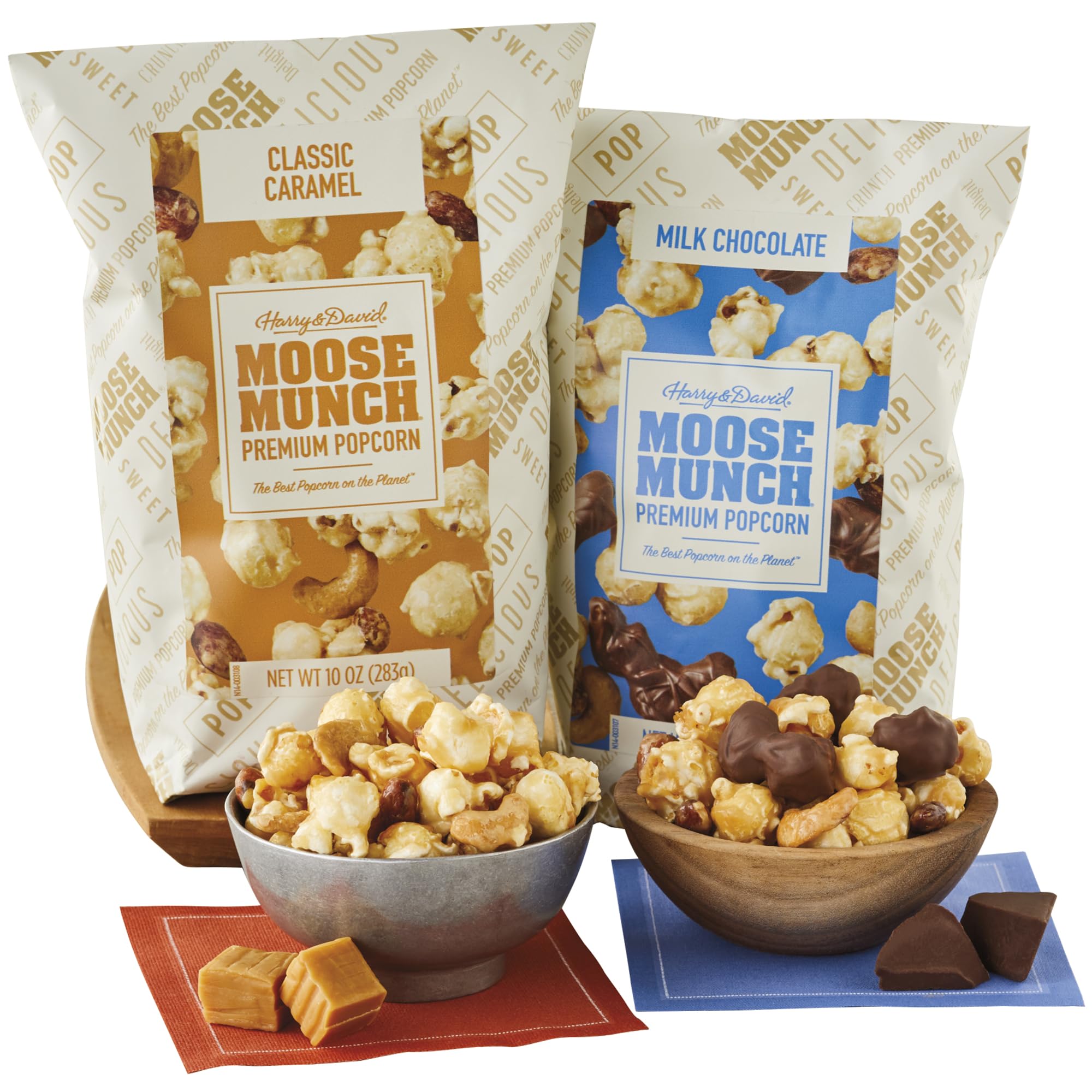 Moose Munch Premium Popcorn Duo with two bags, ideal as a delightful gift.