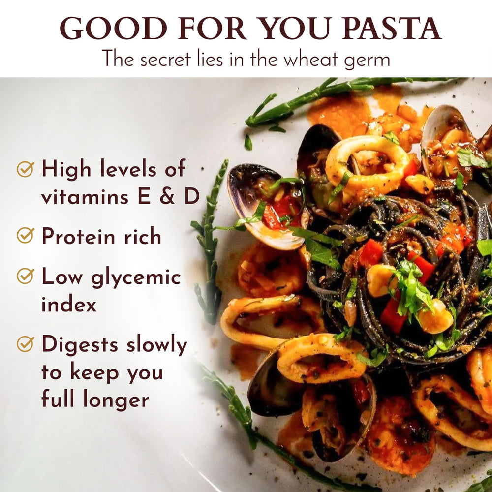 Morelli organic pasta packaging highlighting small-batch Italian production