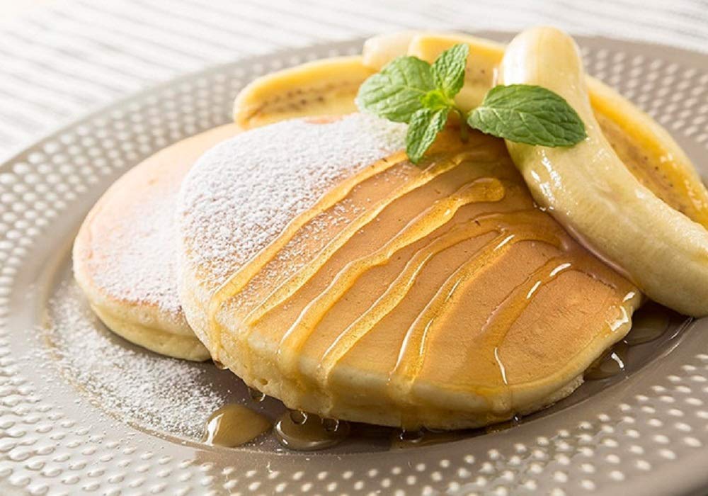 Morinaga Hotcake Mix cooking on a pan to golden brown perfection.