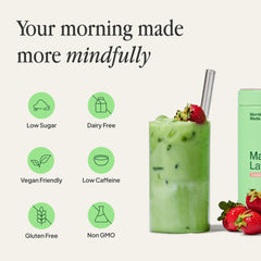 Morning Made hot matcha cup emphasizes smooth flavor and calm focus.