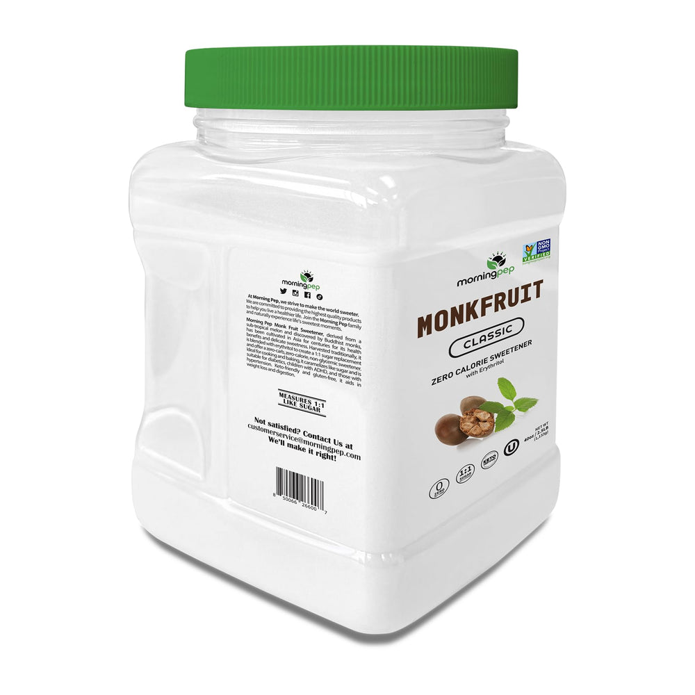 Morning Pep Monk Fruit Sweetener 2.5 lb bag ready for baking and daily use