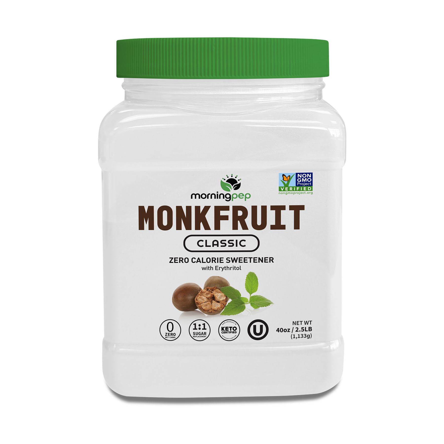 Morning Pep Monk Fruit Sweetener classic bottle offers zero-calorie sweetness for coffee
