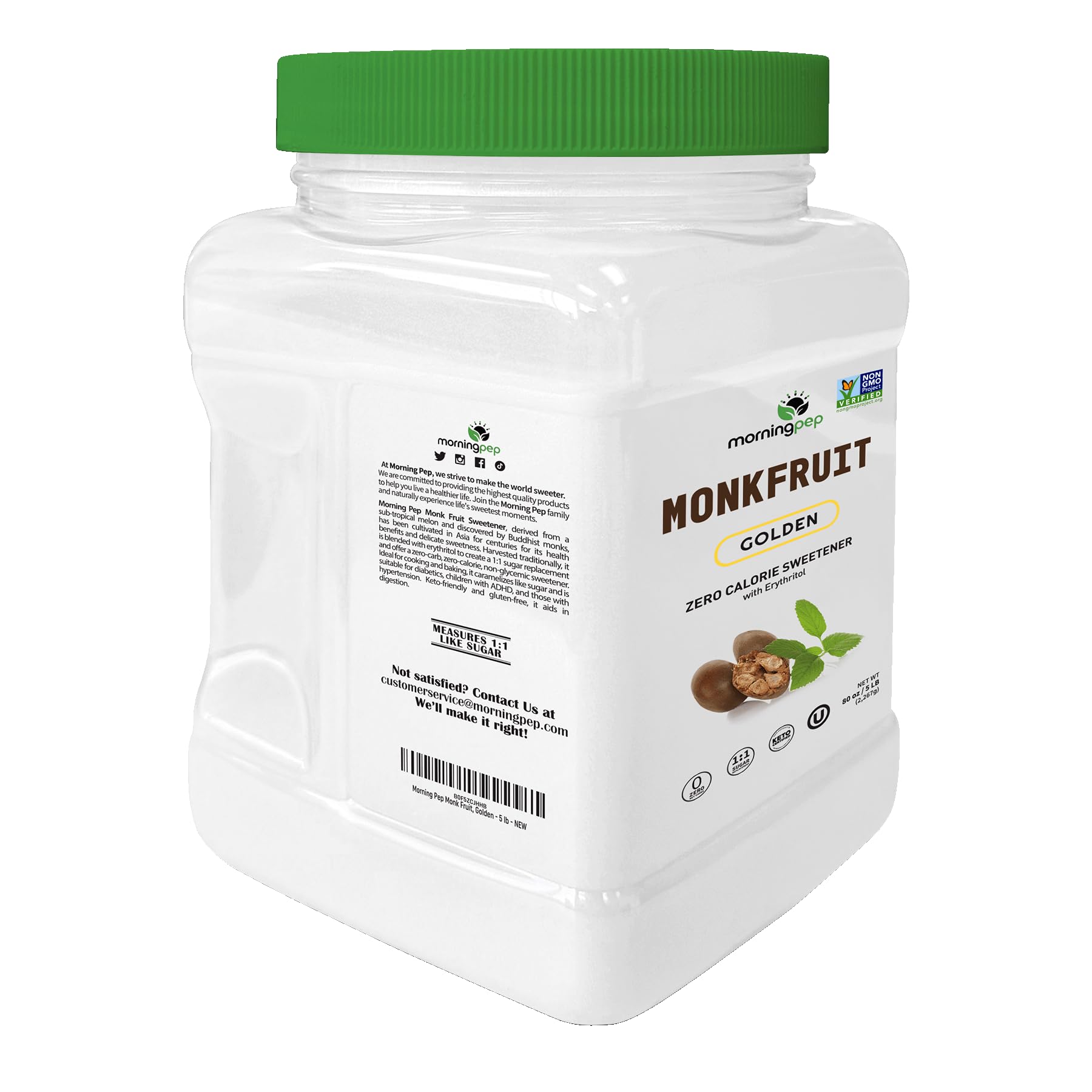Morning Pep monk fruit sweetener dissolves easily in coffee for smooth sweetness