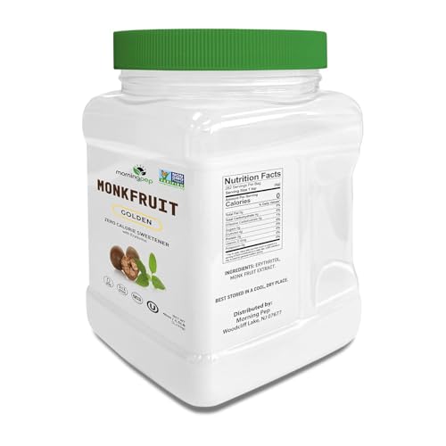 Morning Pep monk fruit sweetener 2.5 lb packaging for easy pantry storage