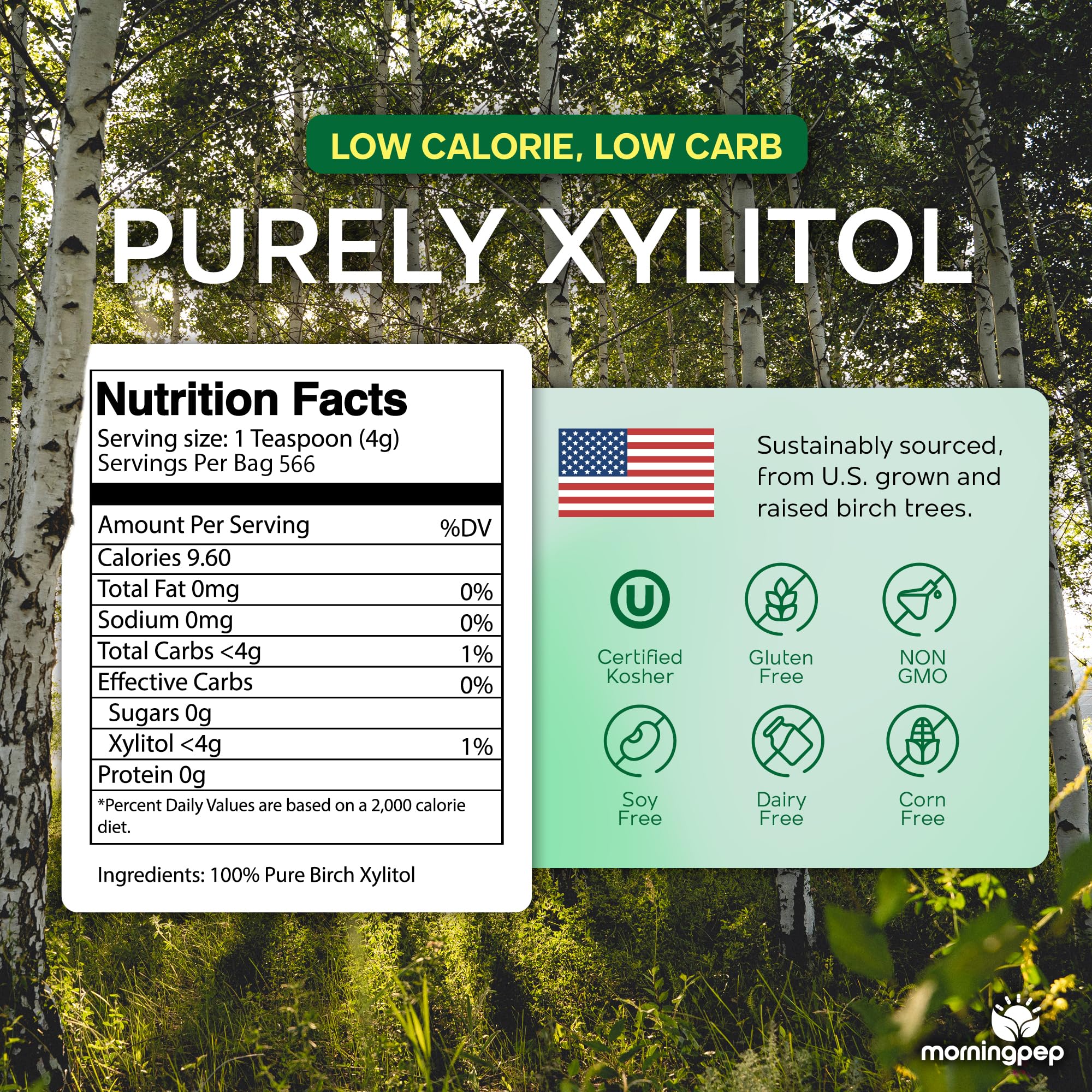 Morning Pep Pure Birch Xylitol coffee mug demonstrates keto-friendly sweetness without calories