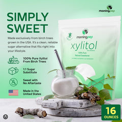 Morning Pep Birch Xylitol spoon measure for precise, calorie-conscious sweetness