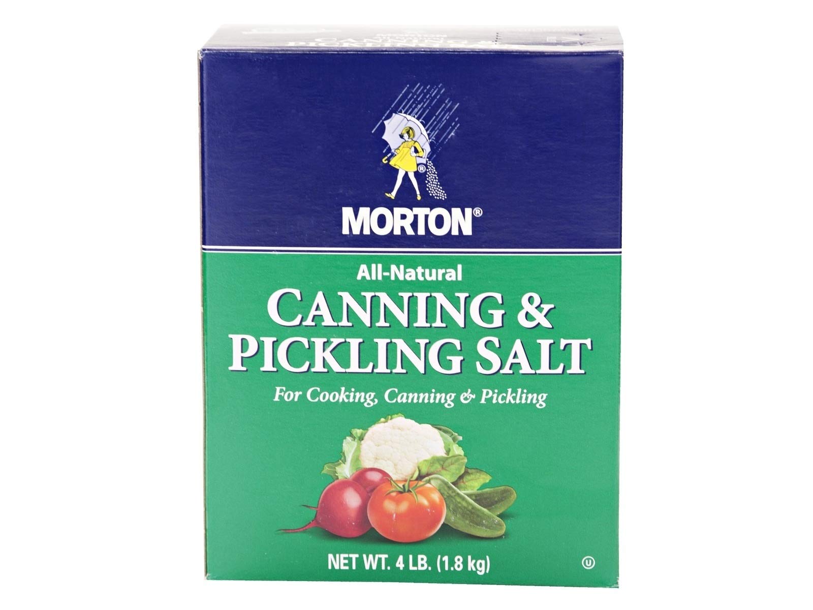Morton All Natural Canning Salt box for clear brine and home canning.