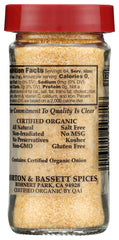 Morton & Bassett onion powder with measuring spoon enables quick, even flavoring.
