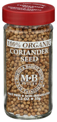 Morton & Bassett organic coriander seed bottle adds bright aroma to sauces and marinades.