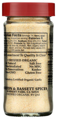 Texture closeup of Morton and Bassett Organic Garlic Powder showing even granules