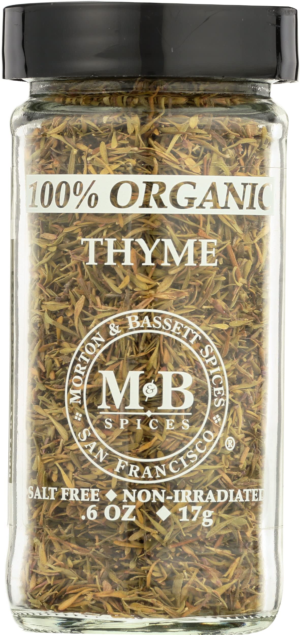 Morton & Bassett Organic Thyme jar front, vibrant herb flavor.