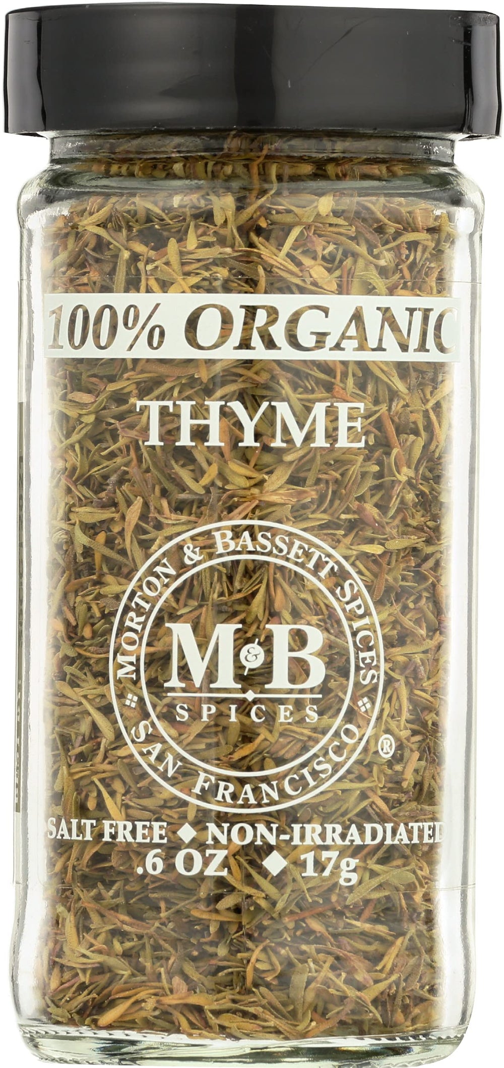 Morton & Bassett Organic Thyme jar front, vibrant herb flavor.