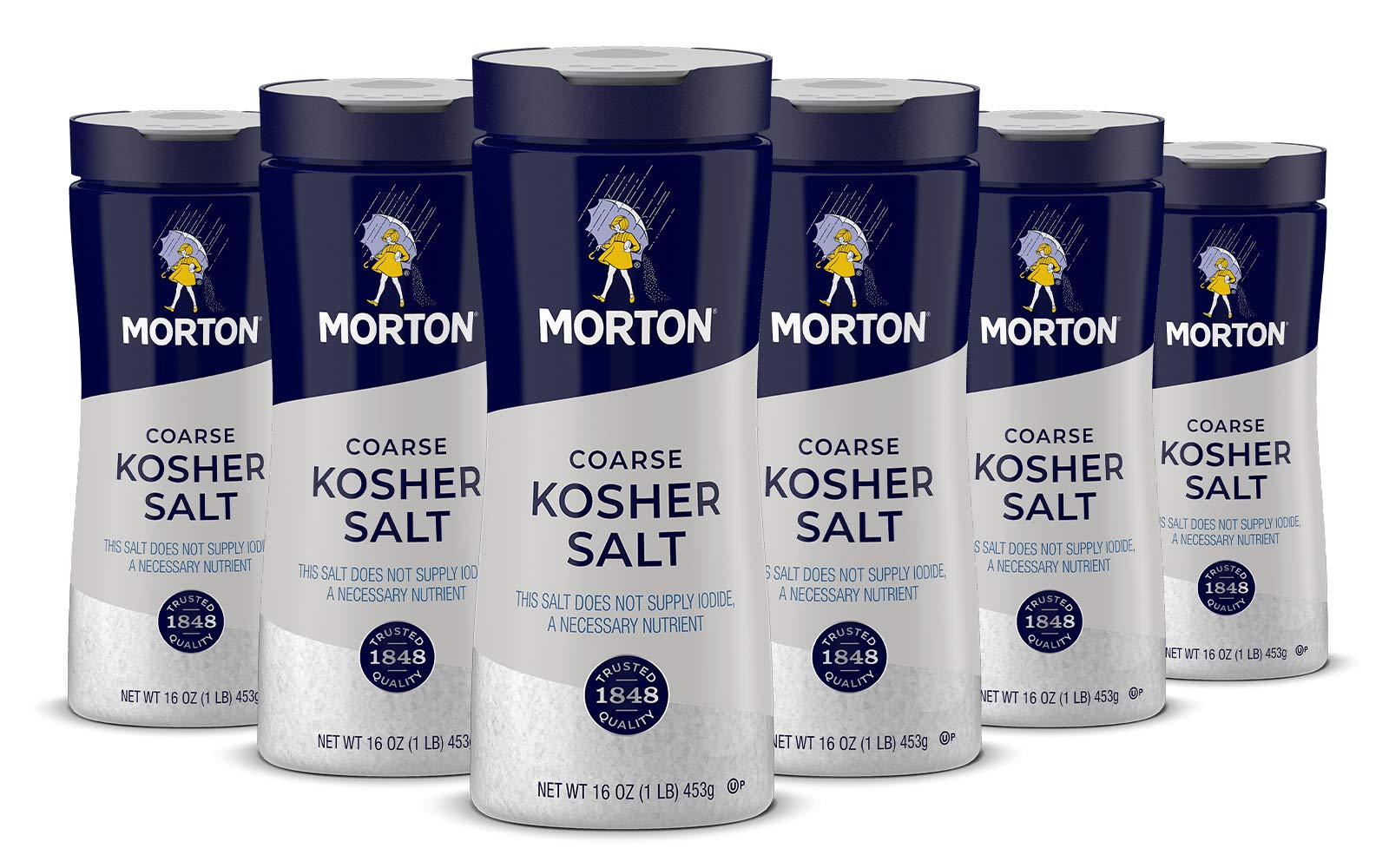Morton coarse kosher salt bottle ready for everyday cooking.