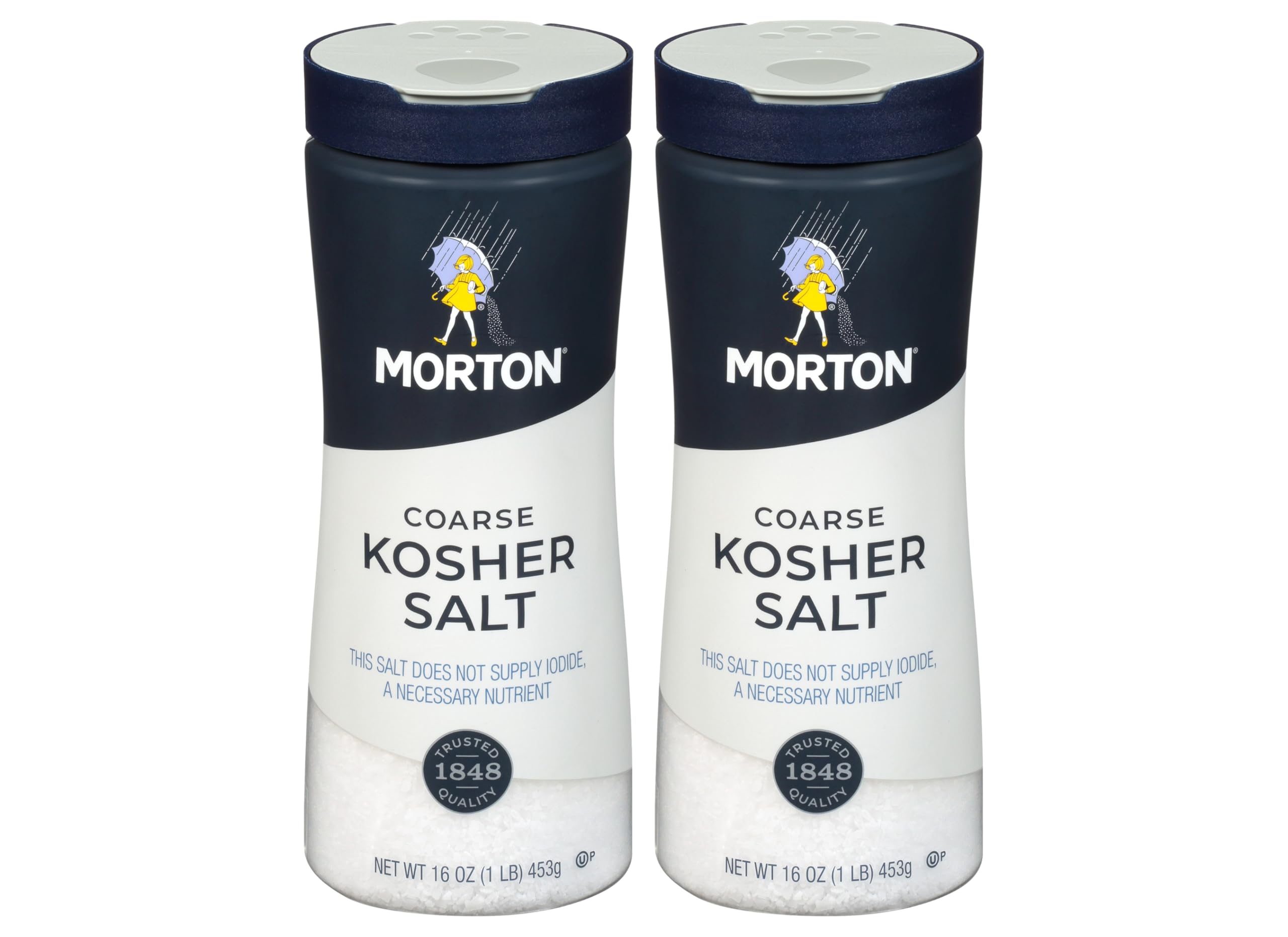 Morton Coarse Kosher Salt crystal close-up, flaky texture ideal for precise seasoning.