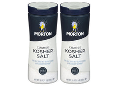 Morton Coarse Kosher Salt crystal close-up, flaky texture ideal for precise seasoning.
