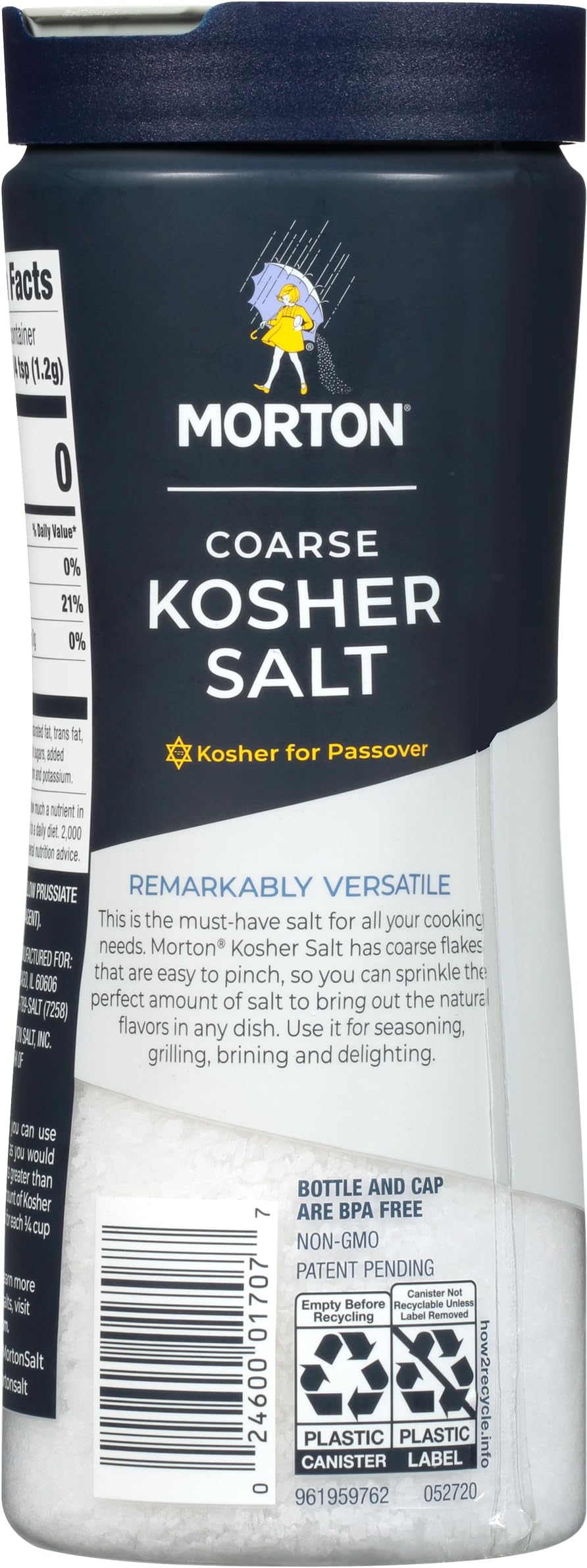 Morton Coarse Kosher Salt USA-made packaging design and branding.