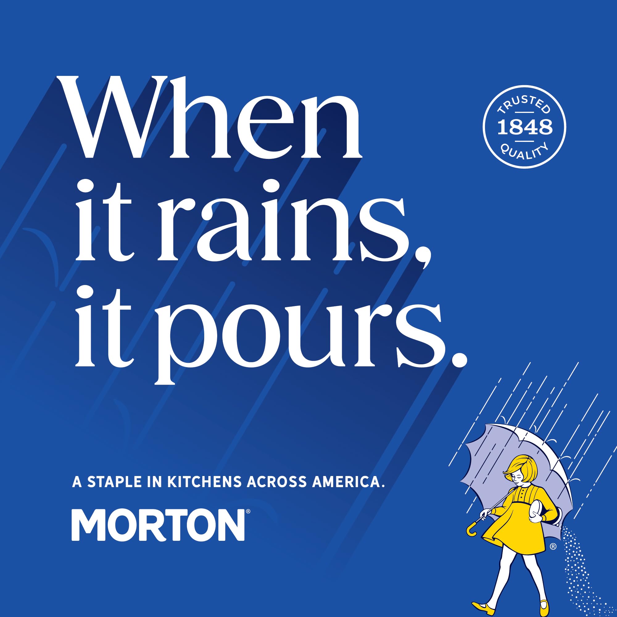 Morton coarse sea salt beside shaker on a clean countertop