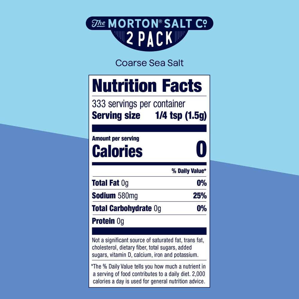 Morton coarse sea salt pour-spout highlights easy, mess-free seasoning