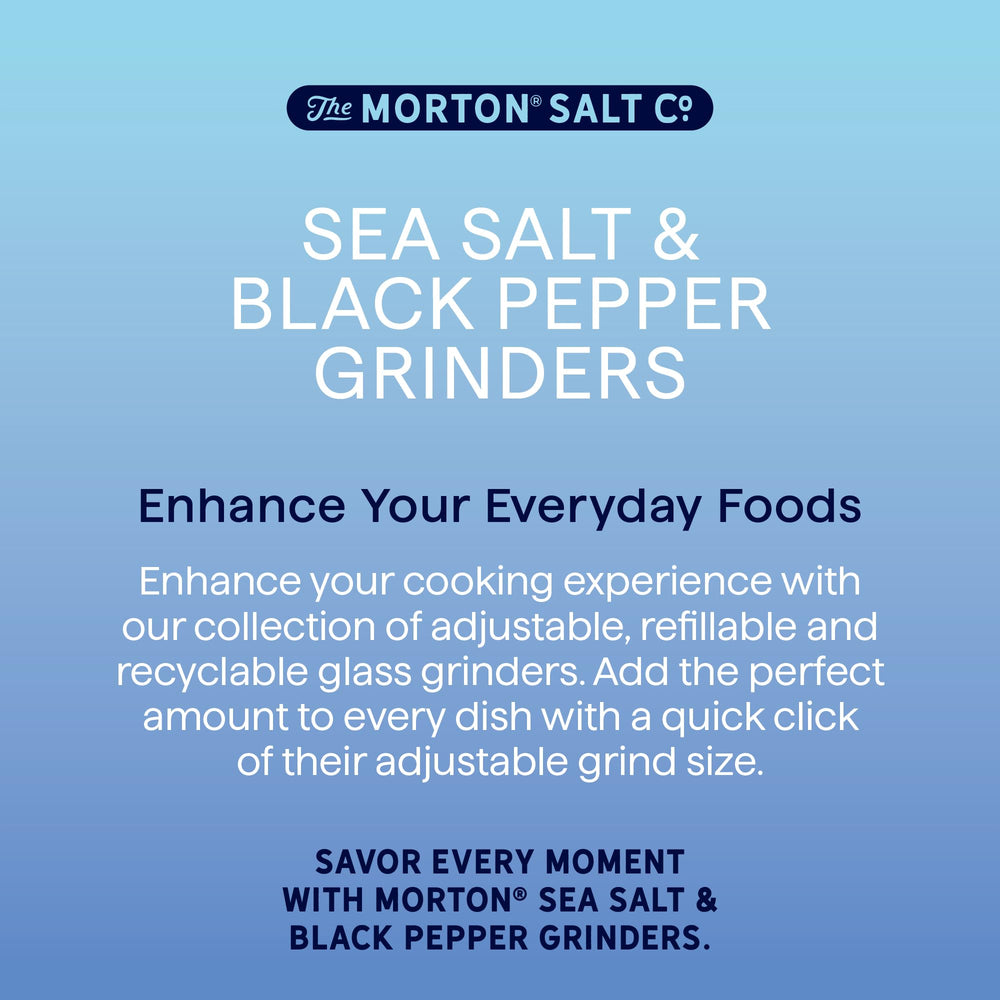 Morton everyday-use grinders enhance meats, veggies, and desserts with balanced seasoning.