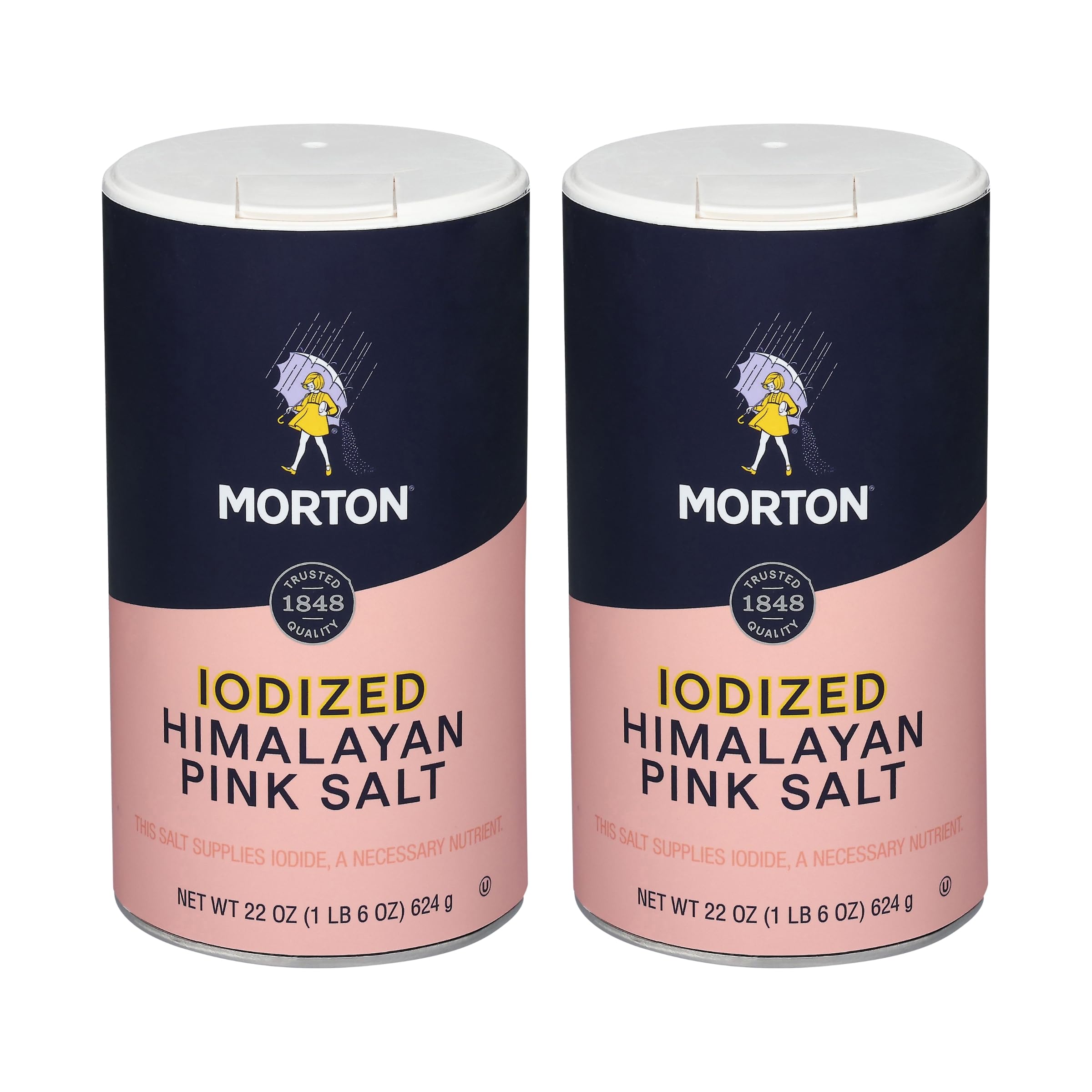 Morton iodized Himalayan pink salt 22oz pack front view for everyday seasoning