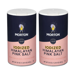 Morton iodized Himalayan pink salt 22oz pack front view for everyday seasoning