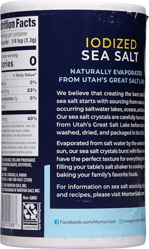 Morton iodized sea salt round in a kitchen scene for quick flavor boosts