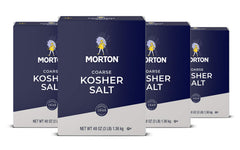 Morton Kosher Salt coarse 48oz pack image highlighting four-pack value for cooking