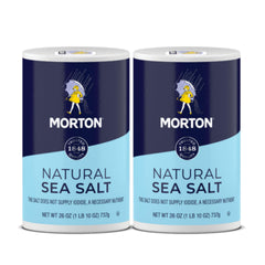 Morton Natural Sea Salt Round jar front view for versatile seasoning