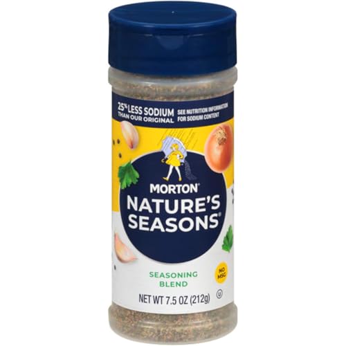 Morton Nature's Seasons shaker on the kitchen counter ready for dinner prep