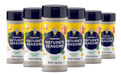 Morton Nature's Seasons shaker on table enhances light dishes with balanced flavor
