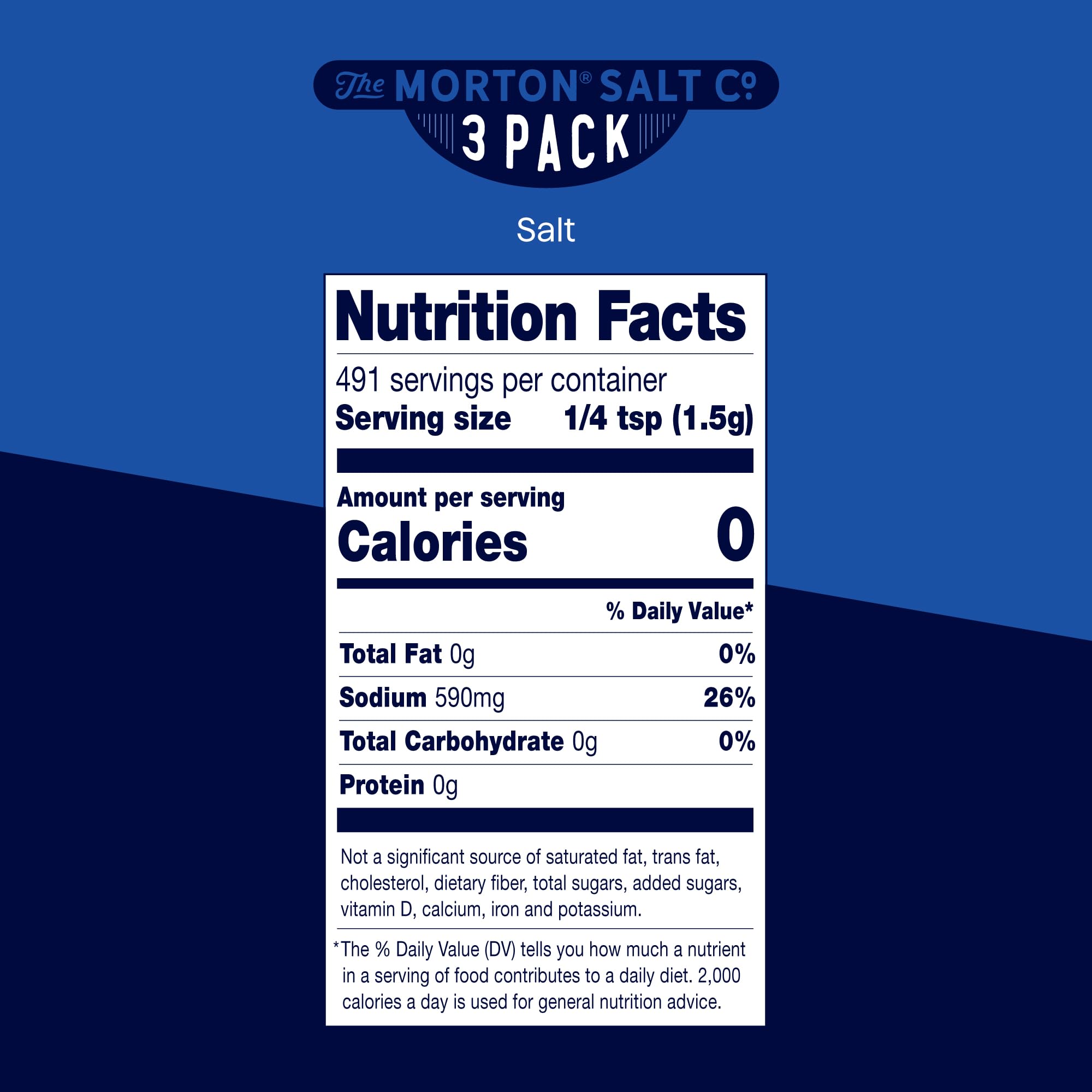 Morton Plain Salt 3-pack pour spout demonstrates easy, mess-free seasoning.