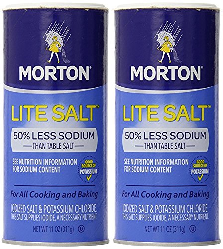 Morton Salt Lite 11 oz bottle pour for lower-sodium seasoning.