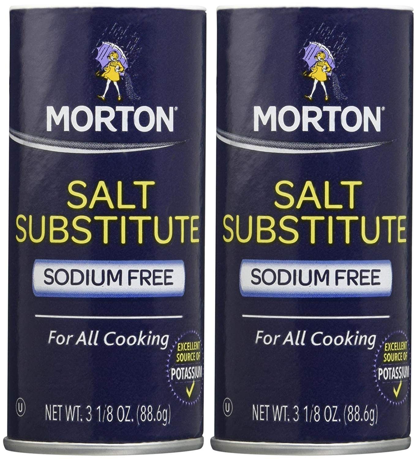 Morton Salt Substitute 2-pack front label for sodium-restricted cooking and table seasoning