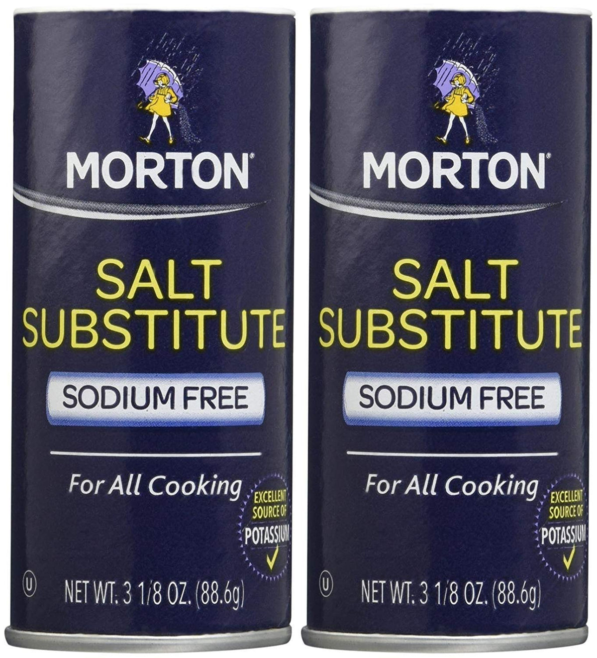 Morton Salt Substitute 2-pack front label for sodium-restricted cooking and table seasoning
