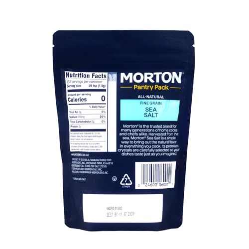 Close-up of Morton sea salt fine crystals dissolving quickly for marinades.