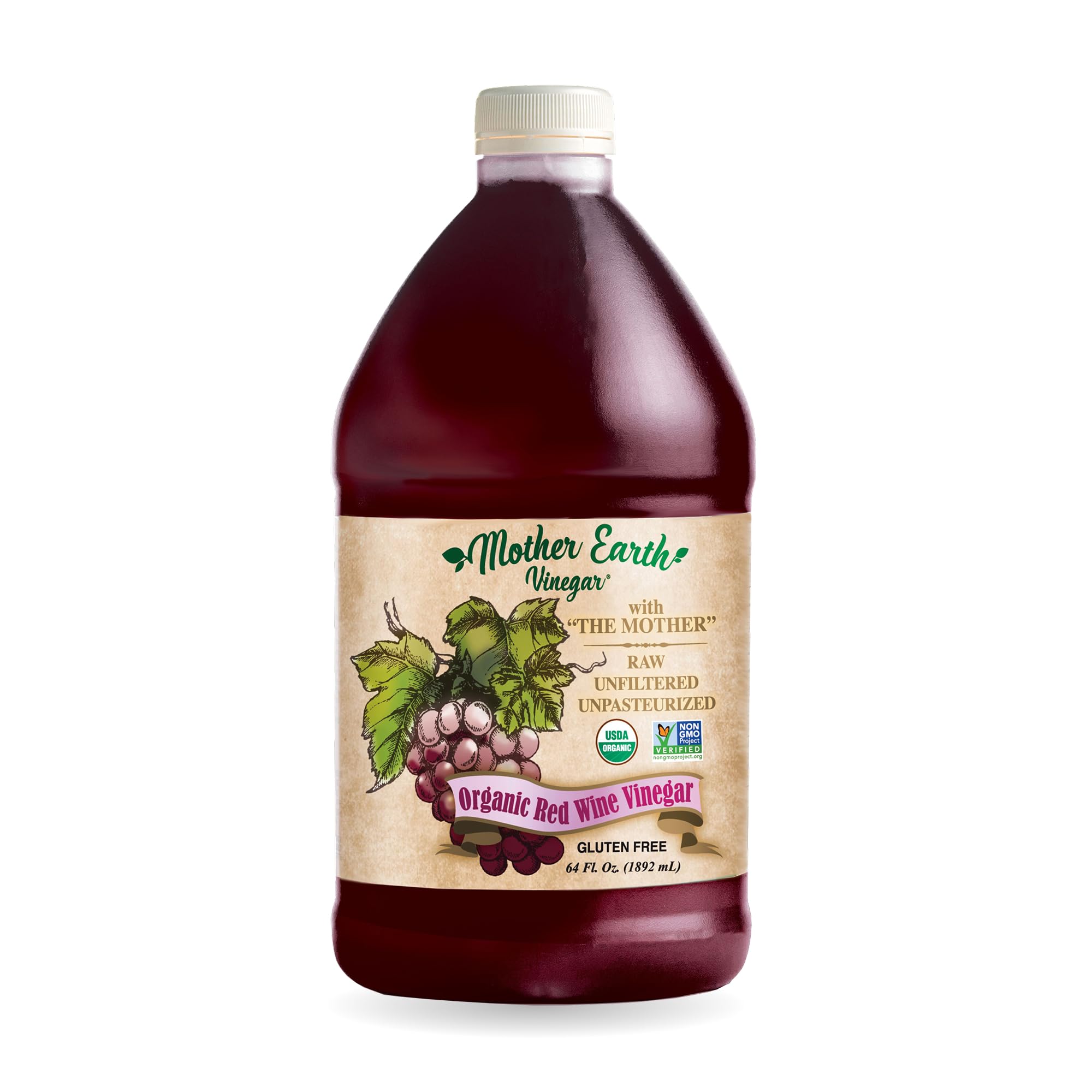 Mother Earth Organic Red Wine Vinegar with The Mother bottle pour for dressings